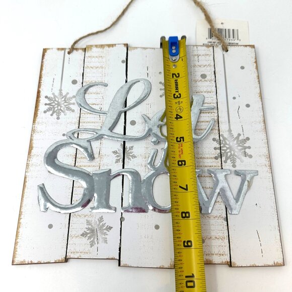 Let It Snow Decorative Hanging Wall Sign Rustic Rope Accent Winter Holiday Deco - Picture 3 of 14